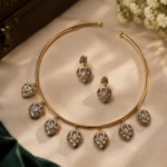 Brass Hasli Leaf Hanging necklace Set With Earrings