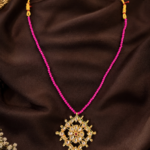 Kundan Pendant With Hot Pink Hydro Mala