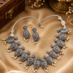 Silver Replica Necklace Set With Earrings - Sky