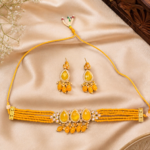 Monalisa Necklace Set With Earrings - Mustard Yellow