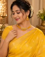 Monalisa Necklace Set With Earrings - Mustard Yellow - Image 2