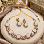 Real Gemstone With Moissanite Necklace Set With earrings