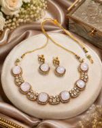 Real Gemstone With Moissanite Necklace Set With earrings