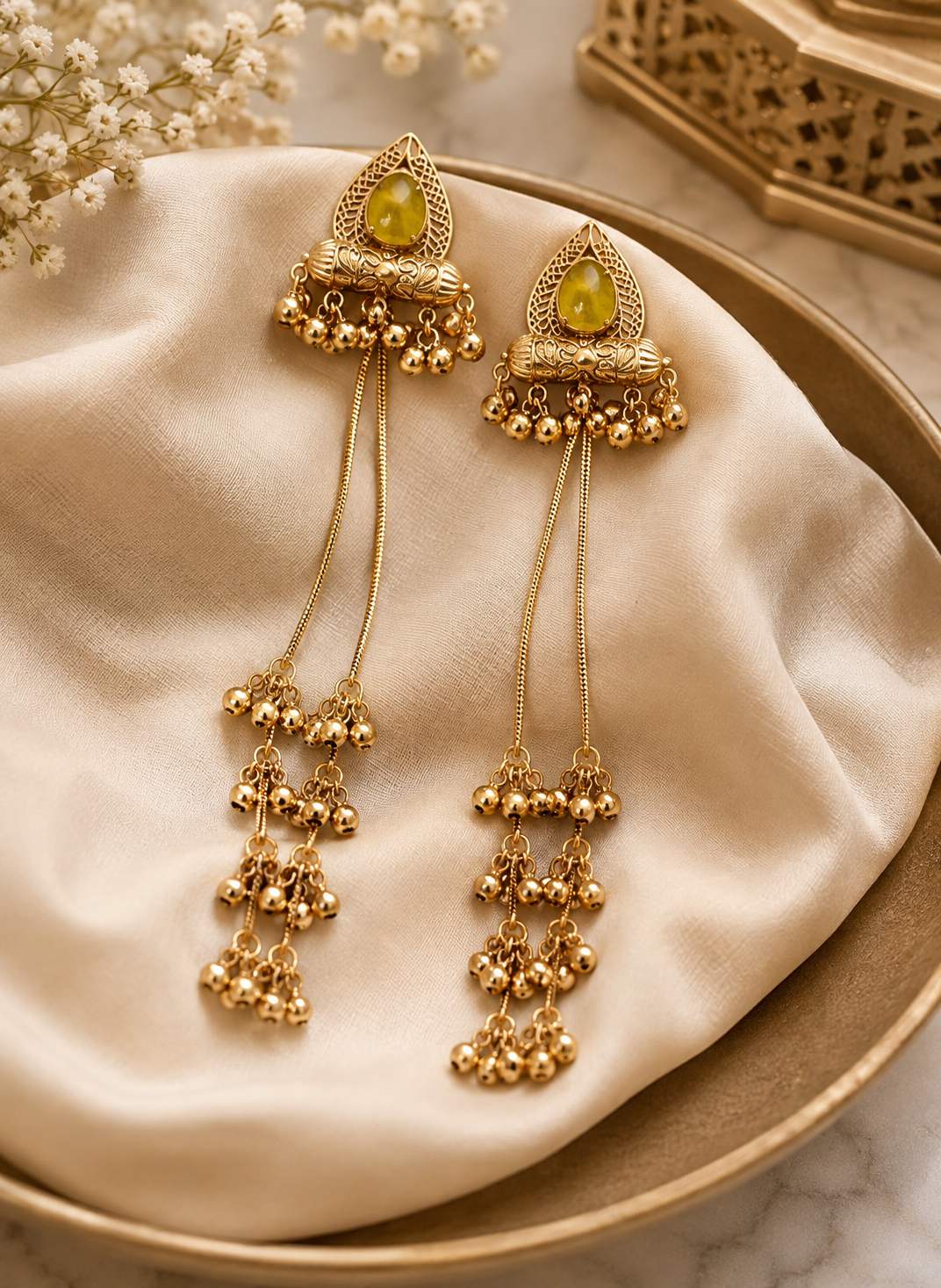 e7de0607-2106-49a1-b623-b982045de12c Kashmiri Earrings - Lemon Yellow - Image 1