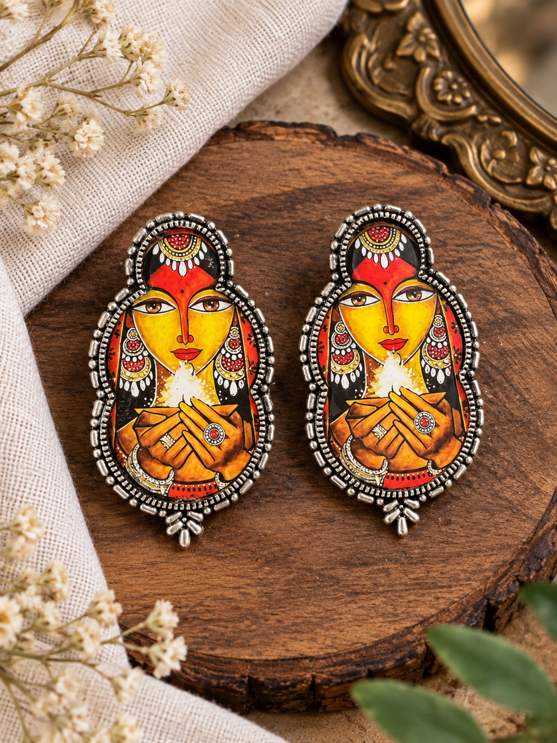 ea488cd9-633d-497e-b211-1f5d10b2f899.png Oxidised Devi Earrings - Image 1