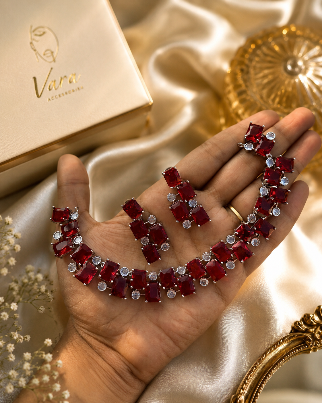 AD Necklace Set - Red
