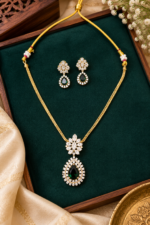 Beautiful Necklace Set With Earrings - Green