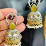 Silver Replica Dual Tone Earrings - Yellow Stone