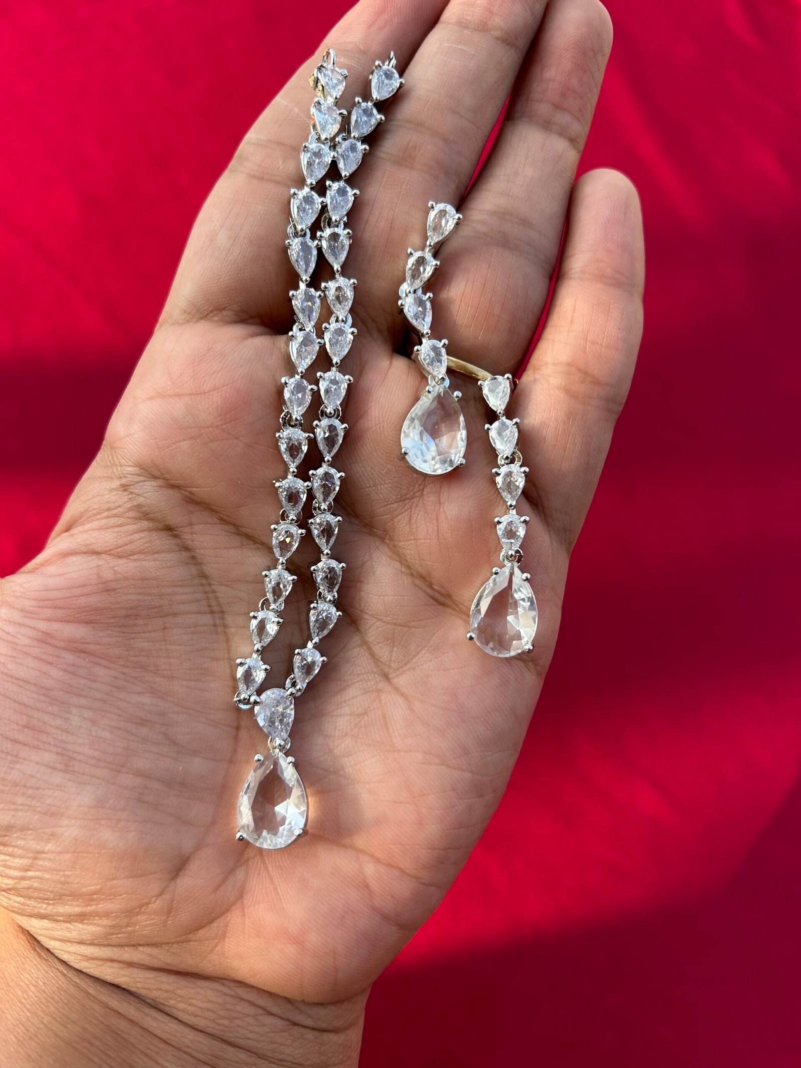 Deepika Neckpiece - Silver Clear