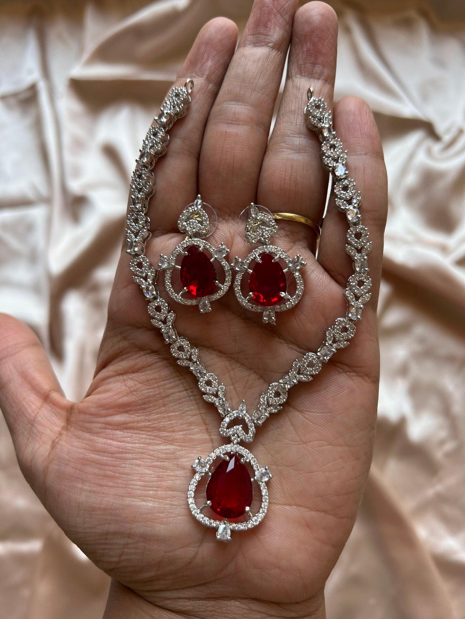 AD Necklace Set - Red