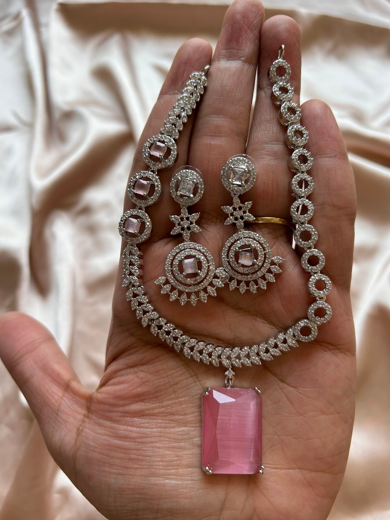 AD Necklace Set - Pink