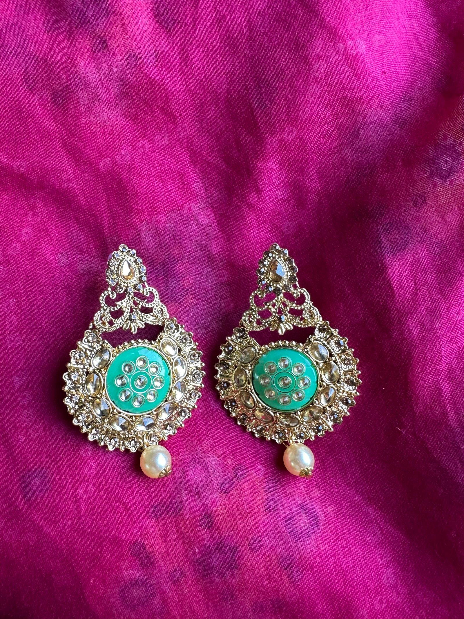 Mint Green With Golden Earrings