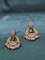 Silver Replica Dual Tone Doublet Earrings - Green - Image 4
