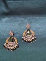 Silver Replica Dual Tone Doublet Earrings - Green - Image 2
