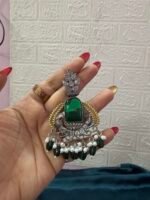 Silver Replica Dual Tone Doublet Earrings - Green - Image 6