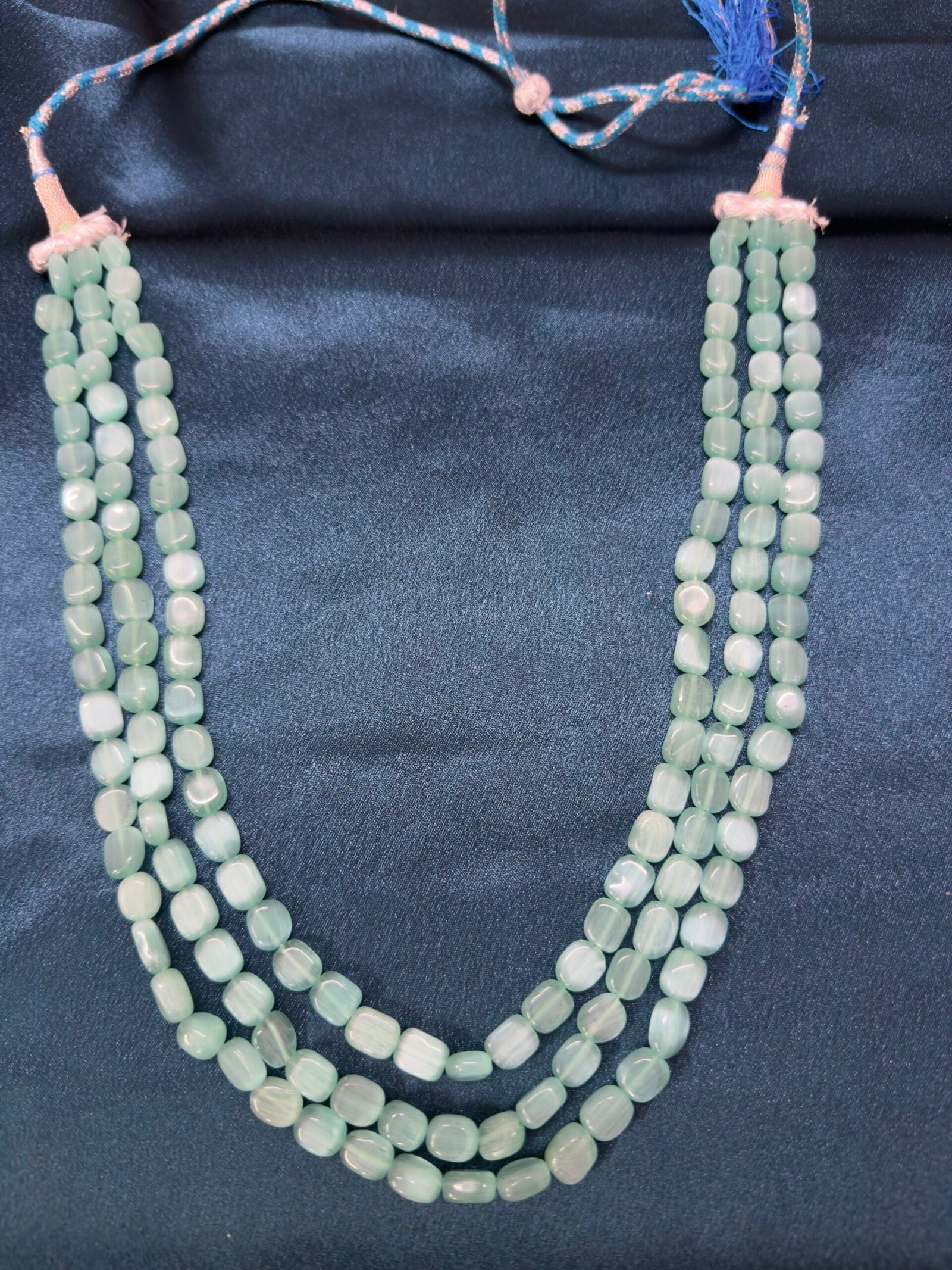 img_0326 Monalisa Stone 3 Line Mala - Mint - Image 1