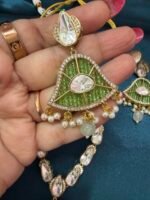 Moissanite Necklace Set With Earrings - Parrot Green - Image 2