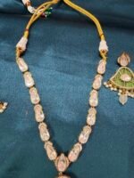 Moissanite Necklace Set With Earrings - Parrot Green - Image 5