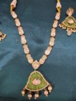 Moissanite Necklace Set With Earrings - Parrot Green - Image 6