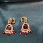 Peacock Kundan earrings - Ruby