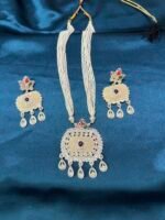 Long Pearl Necklace With earrings - Maroon