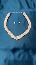 Pearl Four Line Necklace With Studs - Image 4