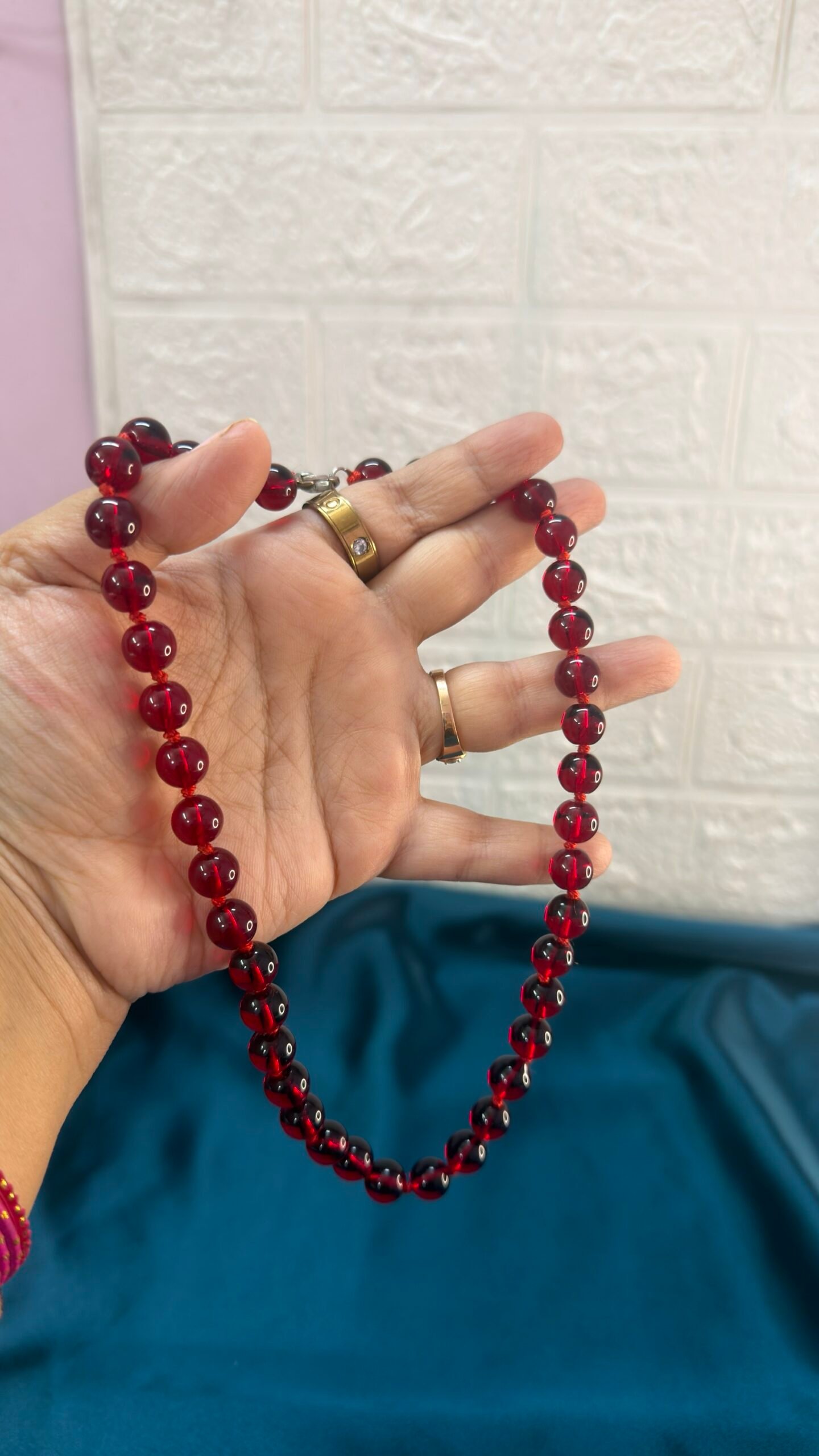 Glass Beads Mala - Deep Red