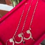 Brass Kundan Nose Pin With Chain