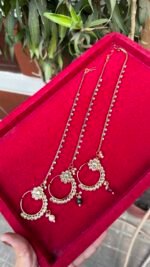 Brass Kundan Nose Pin With Chain