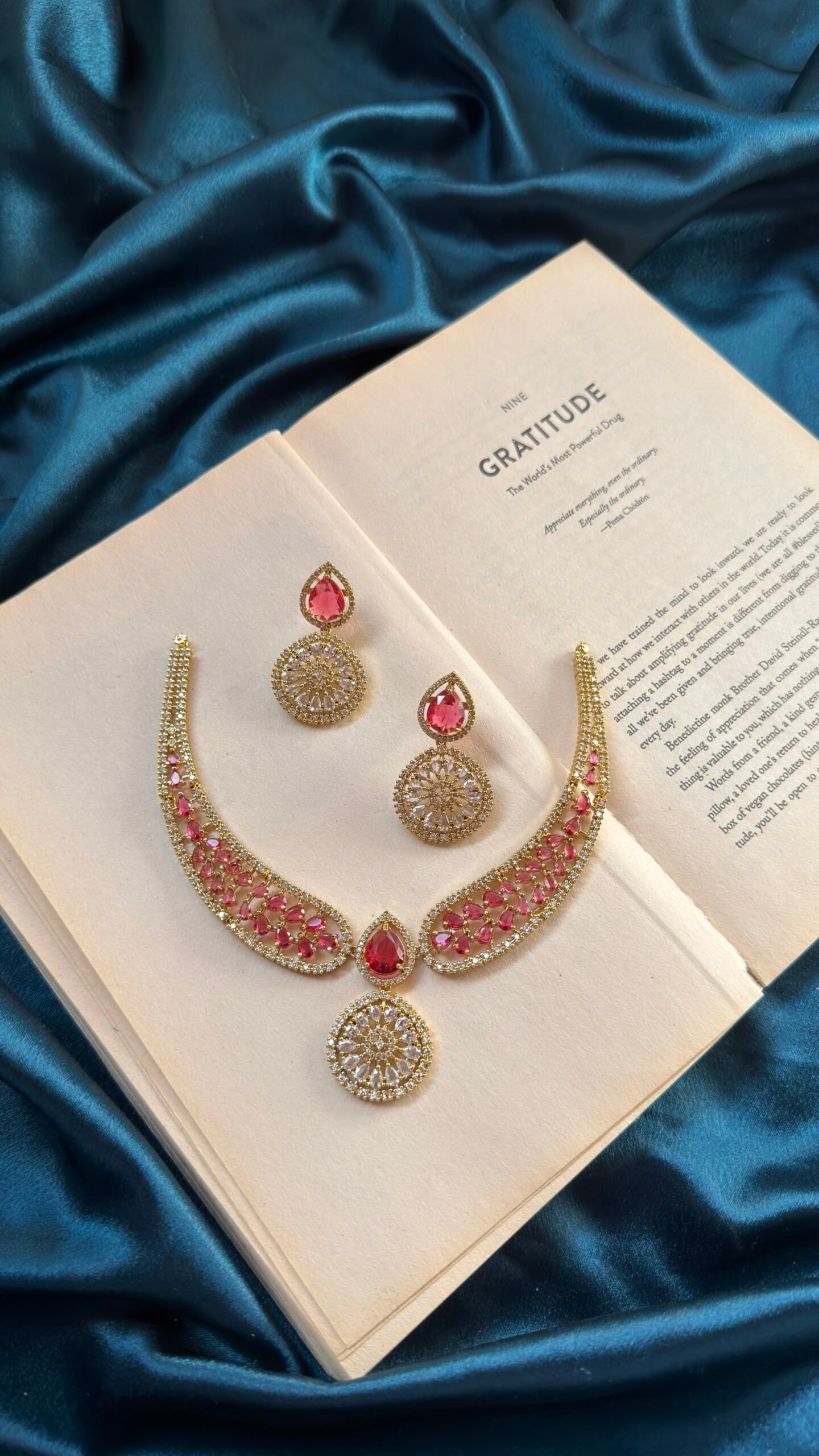AD Mehendi Polish Necklace Set - Ruby