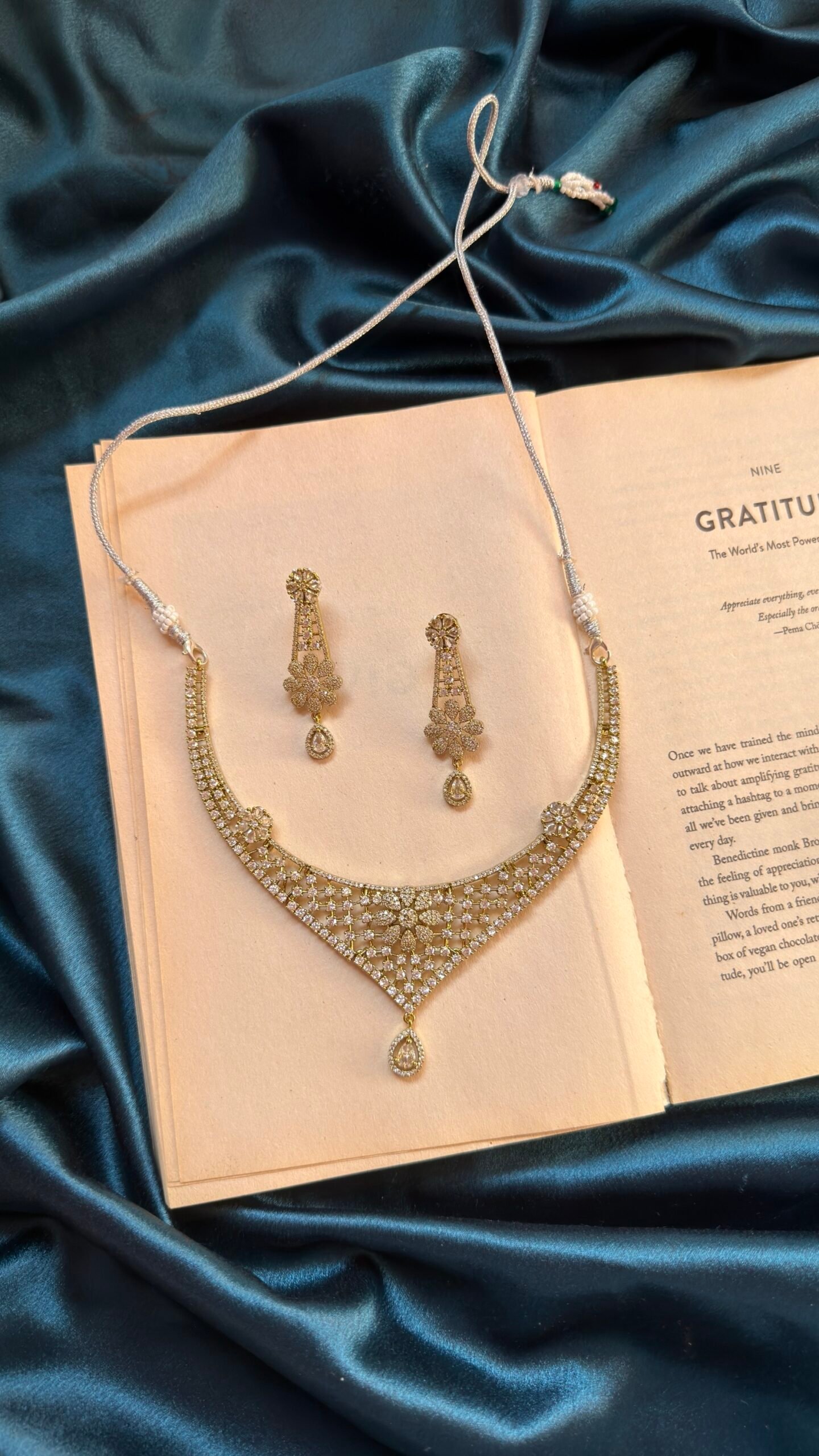 img_2467-scaled-1.jpeg AD Mehendi Polish Necklace Set With earrings - Silver - Image 1