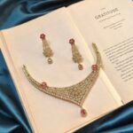 AD Mehendi Polish Necklace Set with Earrings - Ruby