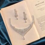 AD Necklace Set With Earrings - Pink