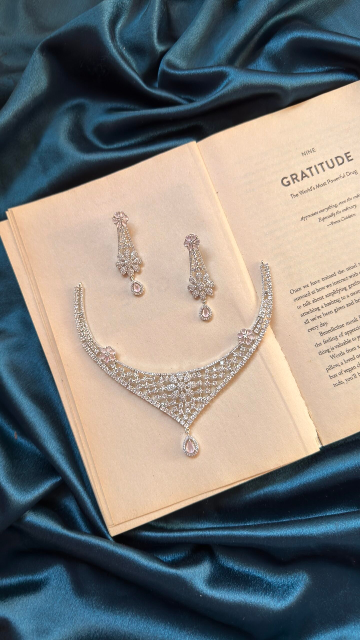 img_2478-scaled-1.jpeg AD Necklace Set With Earrings - Pink - Image 1