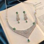 AD Necklace Set With earrings - Green