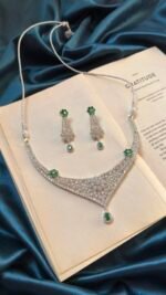 AD Necklace Set With earrings - Green