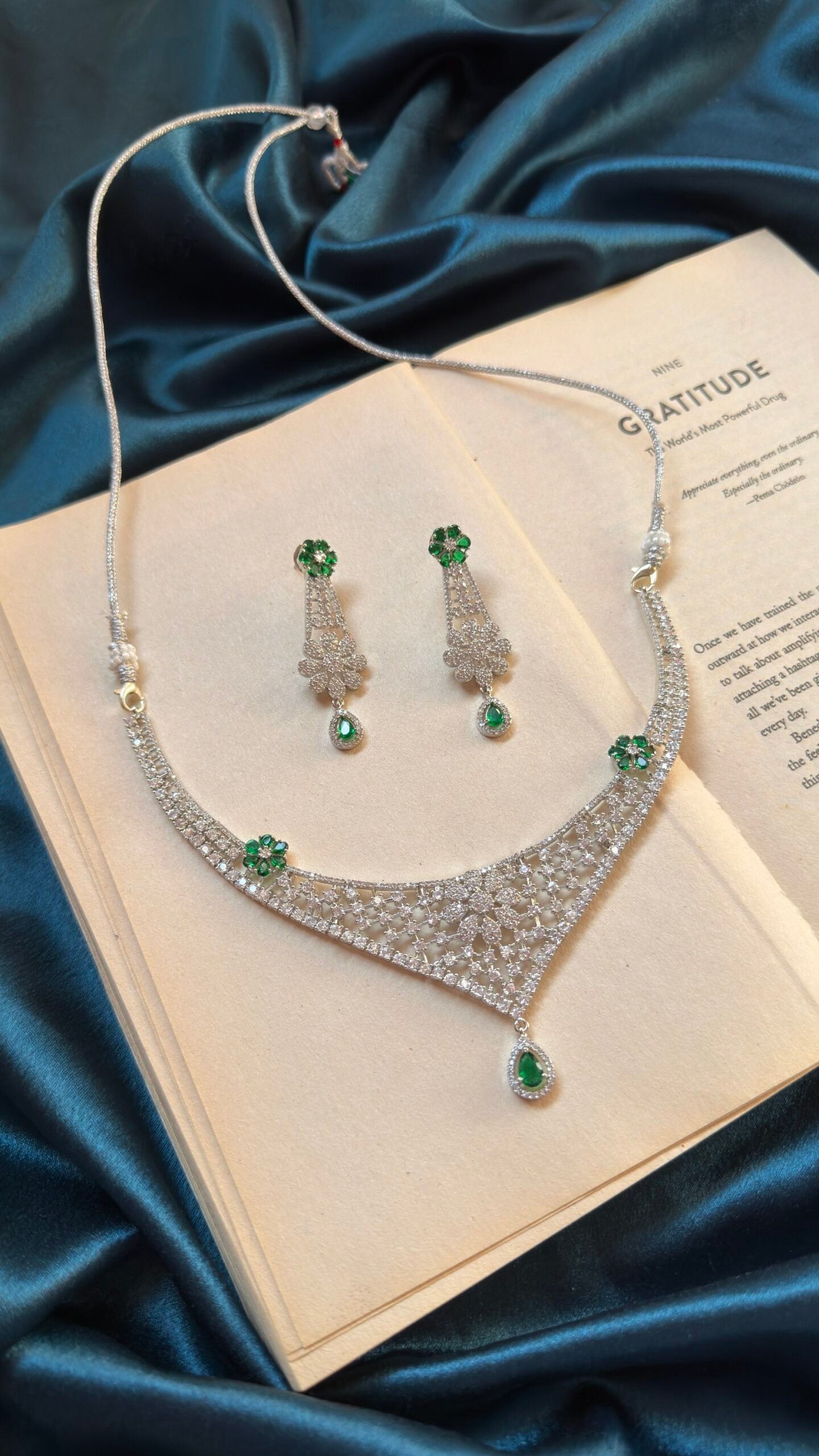 img_2481-scaled-1.jpeg AD Necklace Set With earrings - Green - Image 1