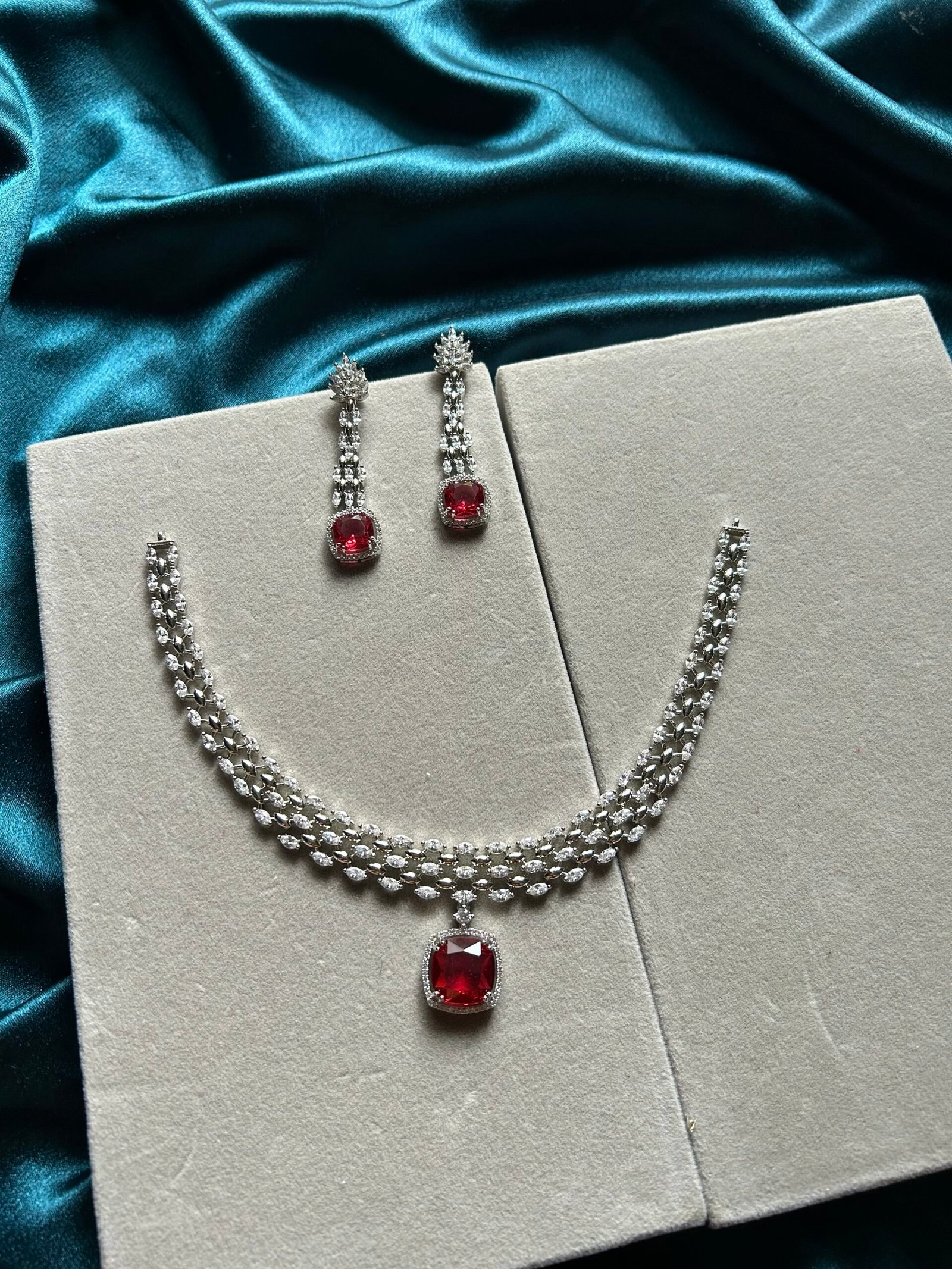 AD Necklace Set - Ruby Red