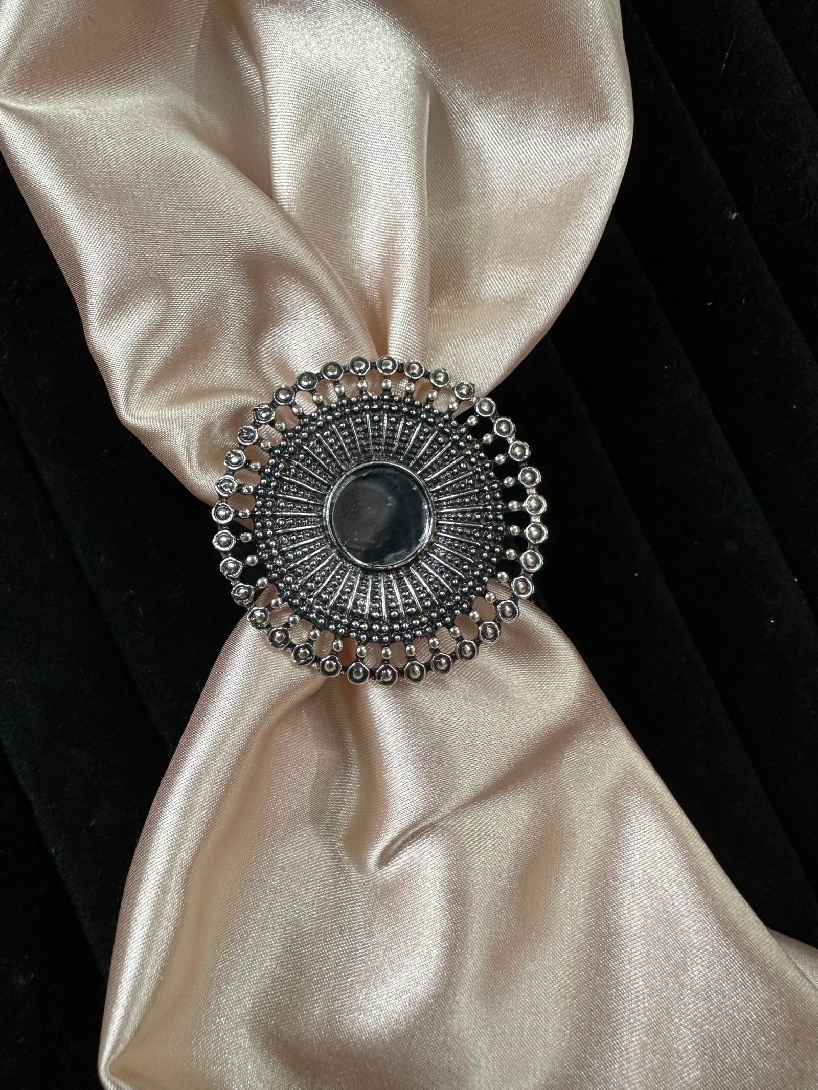 Oxidised Round Mirror Ring
