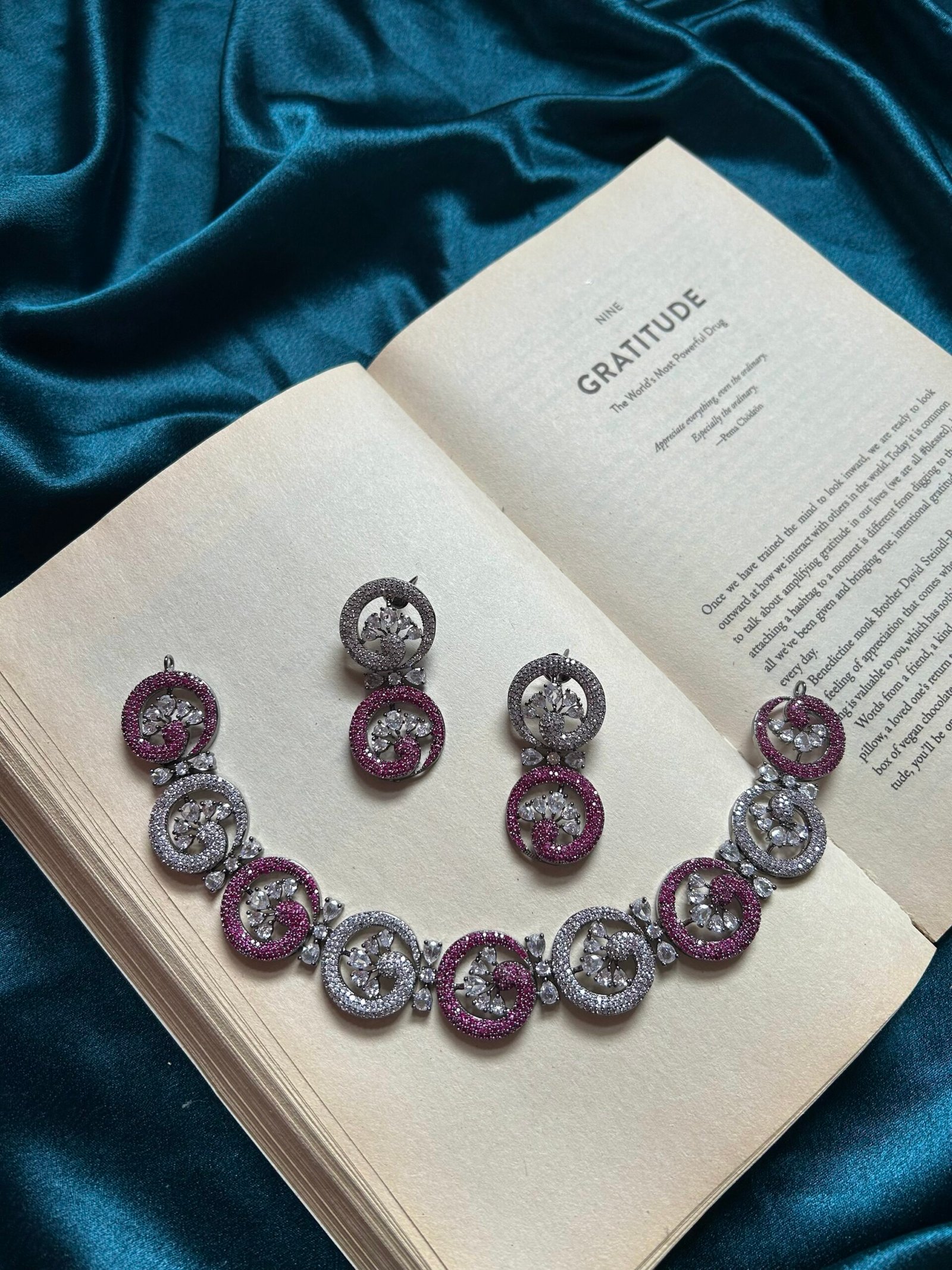 AD Necklace Set - Rani Pink
