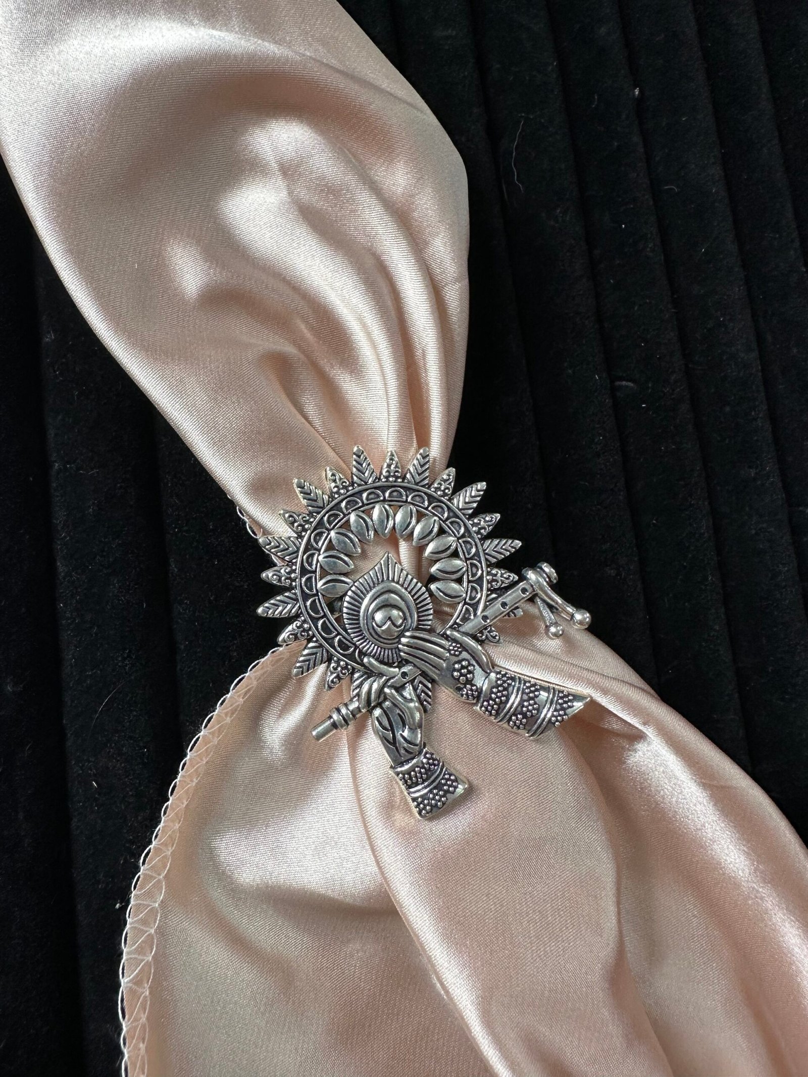 Oxidised Krishna Flute Ring