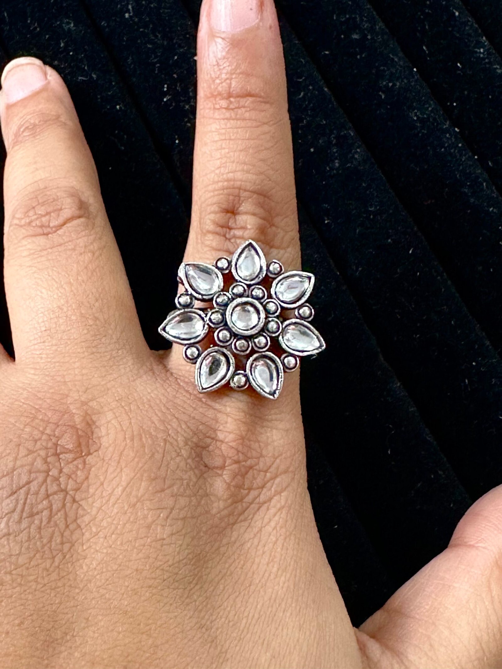 Oxidise Ring With Silver Stone
