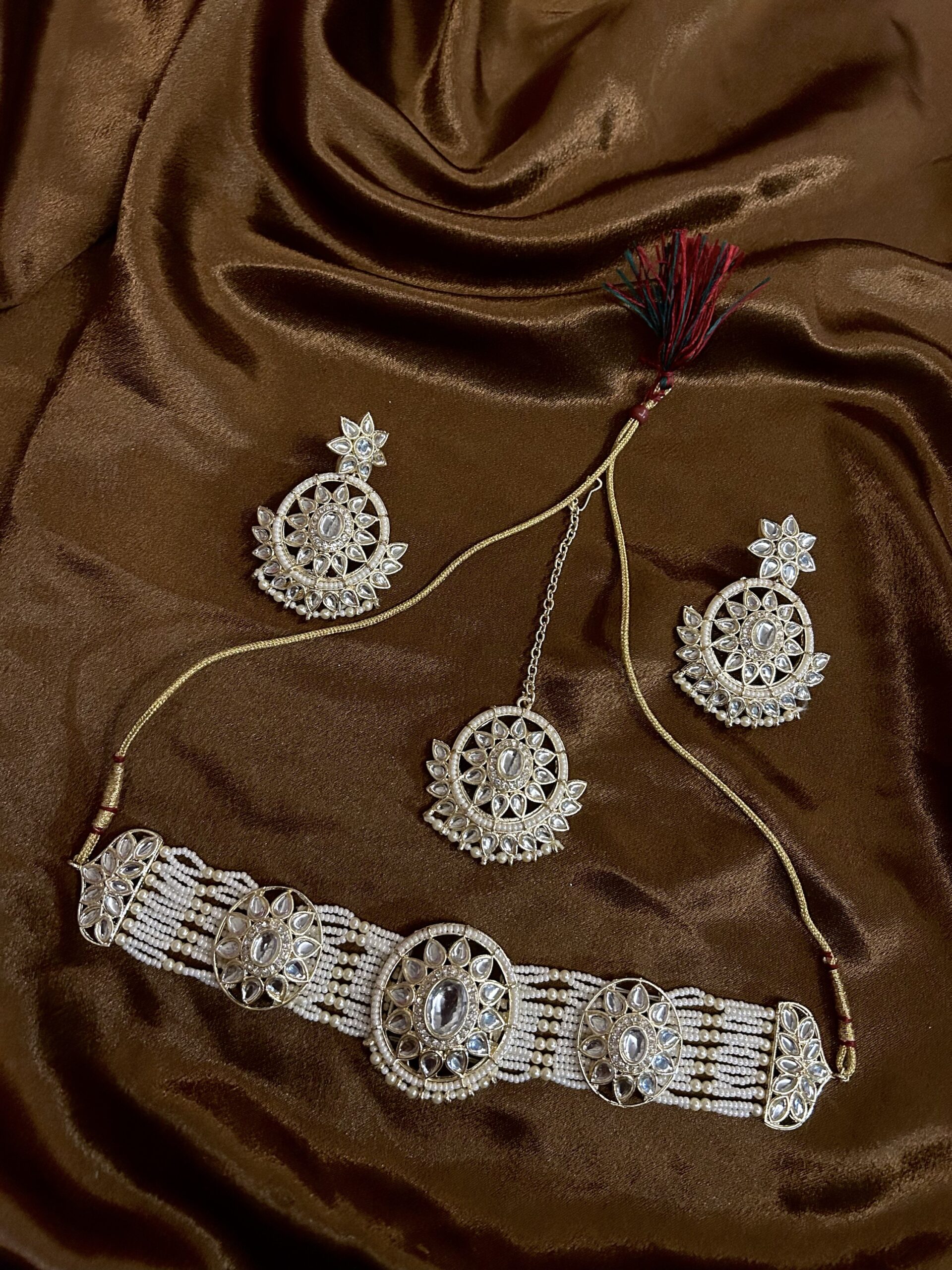 Kundan Necklace Set With Mangtika