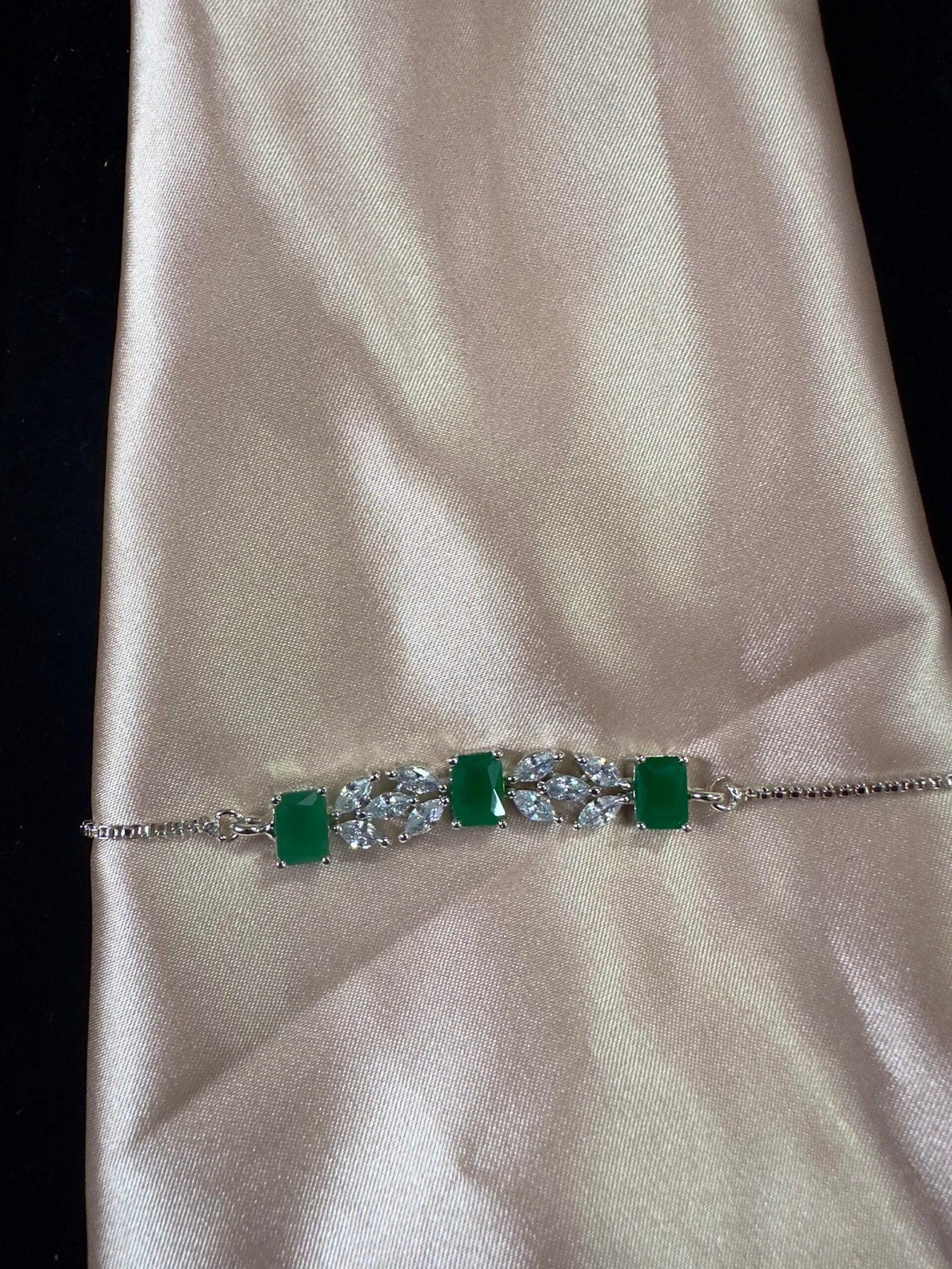 AD Push Pull Bracelet - Green Stone