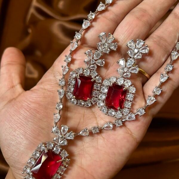 Alia AD Necklace Set - Ruby