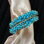 Gajra Moti Bangles - Pair of Two - Sky Blue