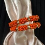 Gajra Moti Bangles - Pair of Two - Orange