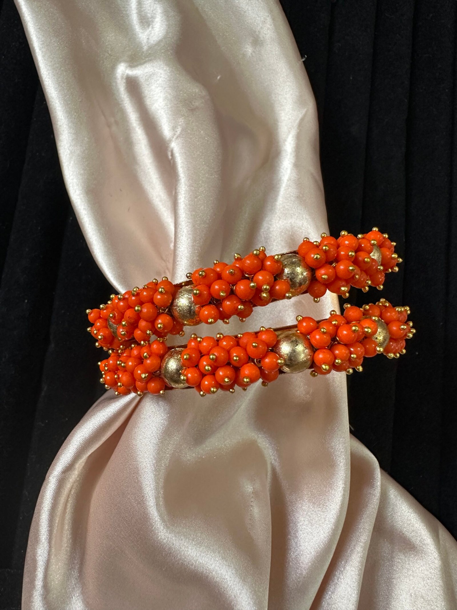 img_3081-scaled-1.jpeg Gajra Moti Bangles - Pair of Two - Orange - Image 1