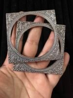 German Silver Square Kada - Pair of 2 - Image 4