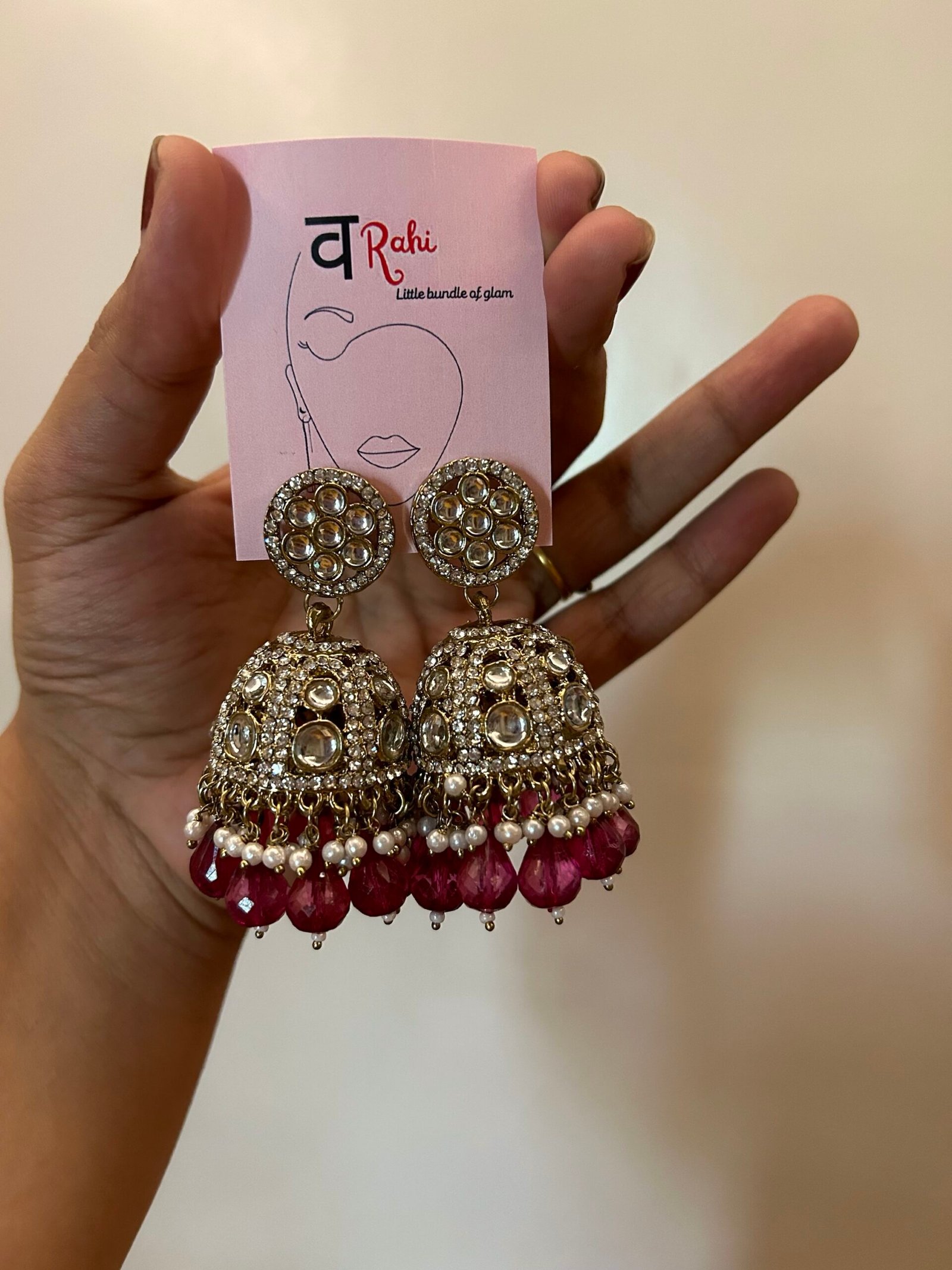 Durga Jhumki Earrings - Mauve